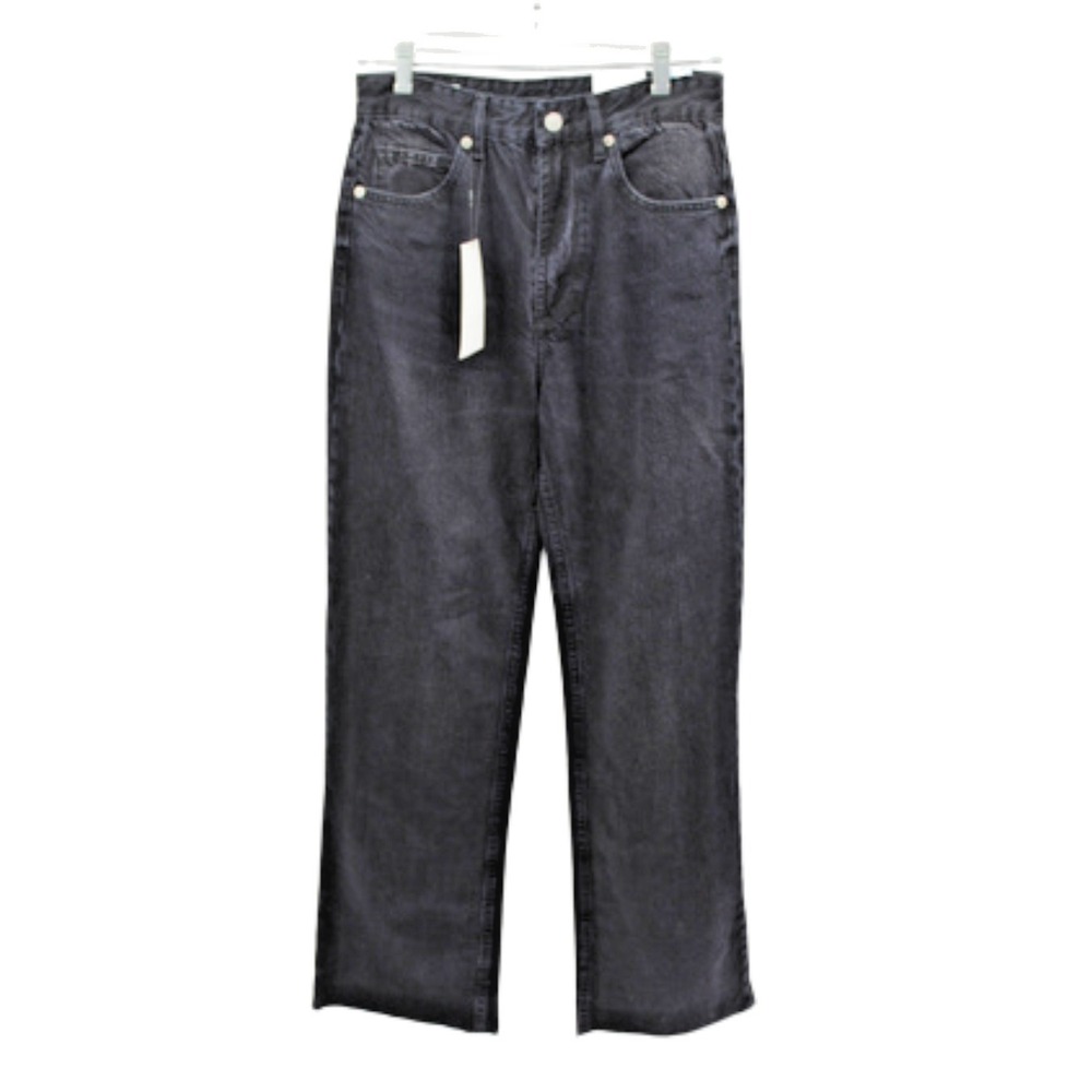 NWT Zara Black Wide Leg Jeans Size 6 High Rise Distressed Hem Trendy Denim